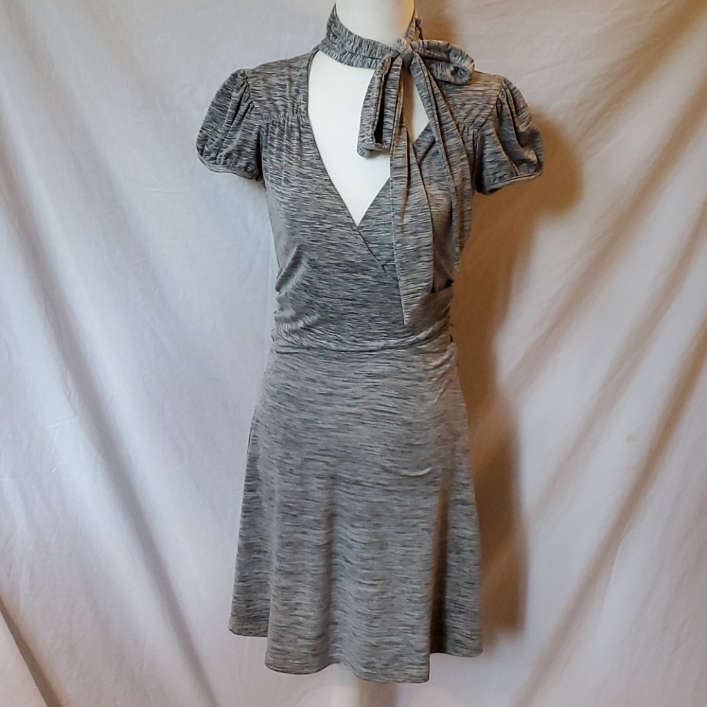 Candies Gray Tie Neck Dress